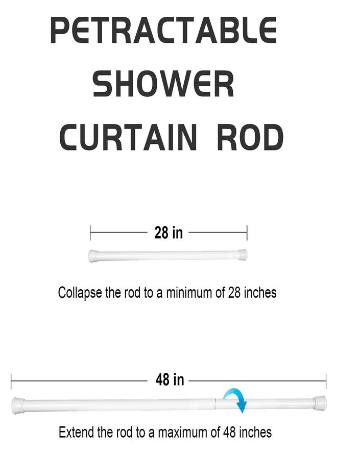 Ginbel Direct 2 Pack Shower Curtain Rod 28-48 Inch, 1"Diameter Spring Small Adjustable Tension Curtain Rods for Bathroom Windows Closet No Drilling No Rust, White - Image 5